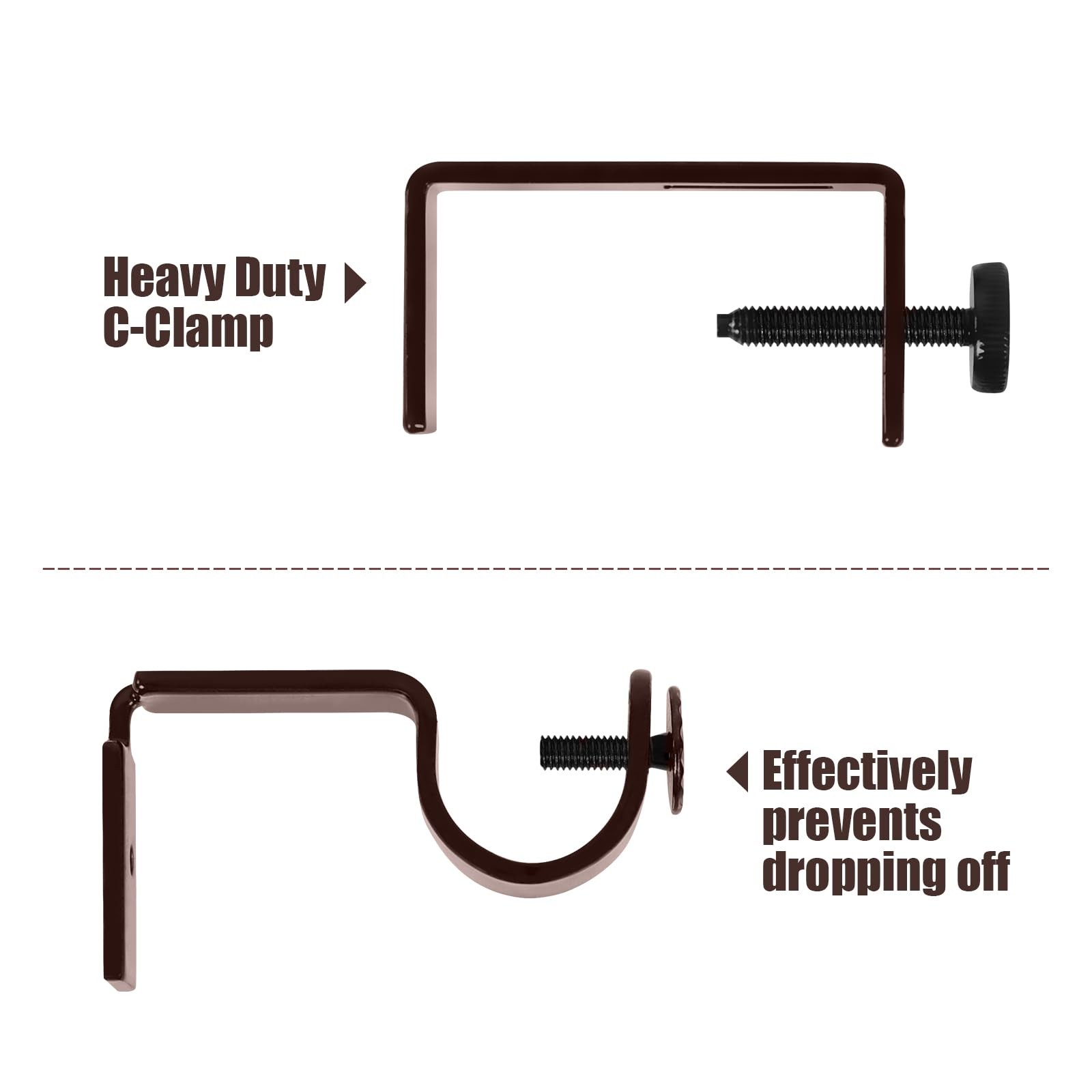 3 Pack Brown Outside Mounted Blinds Curtain Rod Bracket Attachments
