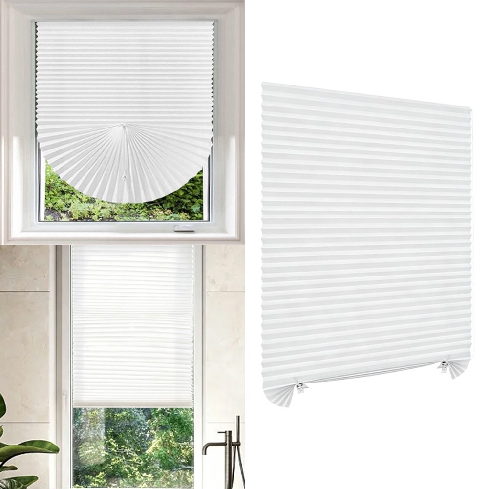 Pleated Sheer Rollable Curtain White 40cm 45cm 50cm 55cm x 150cm Easy Install