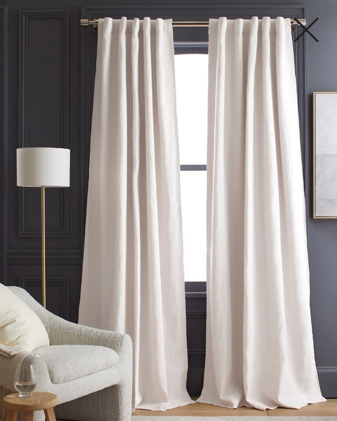 NWOT! Quince Heavy Linen White Room Darkening Curtains- 2 Panel! 48″x 96″ (Y67)