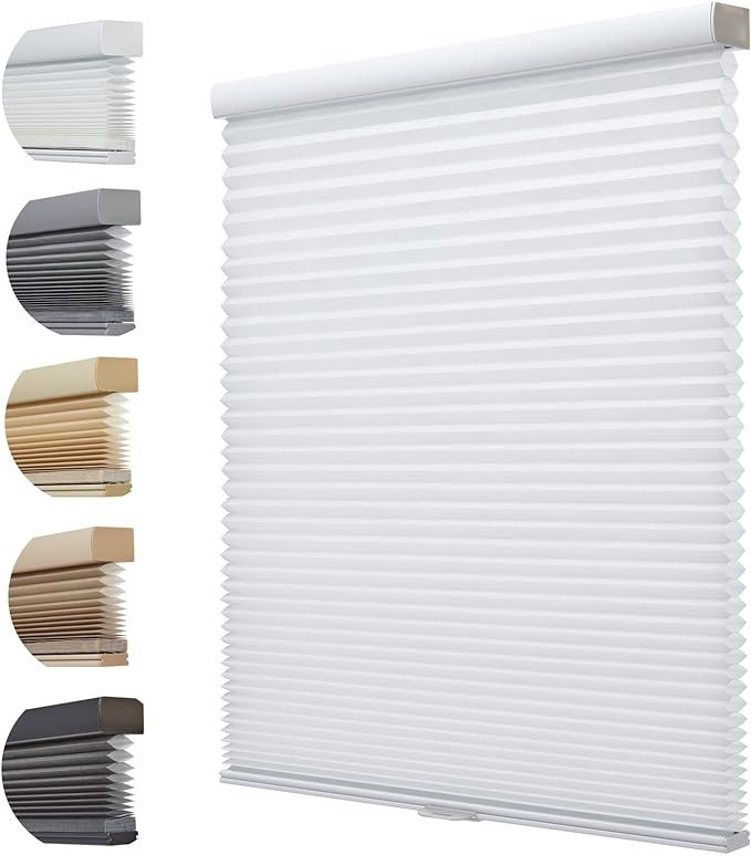 White Light Filtering Cordless Cellular Shades Honeycomb Blinds Custom Cut