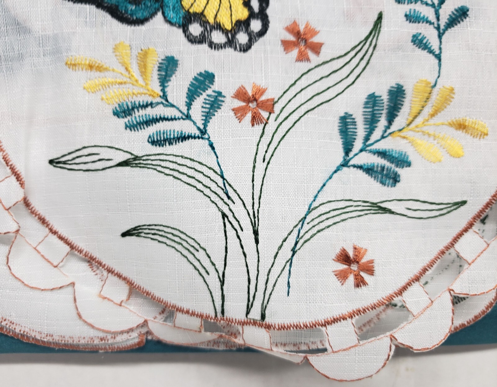 3pc. Embroidery Curtains Set:2 Tiers & Swag (60″x36″) BUTTERFLIES, blue, AL