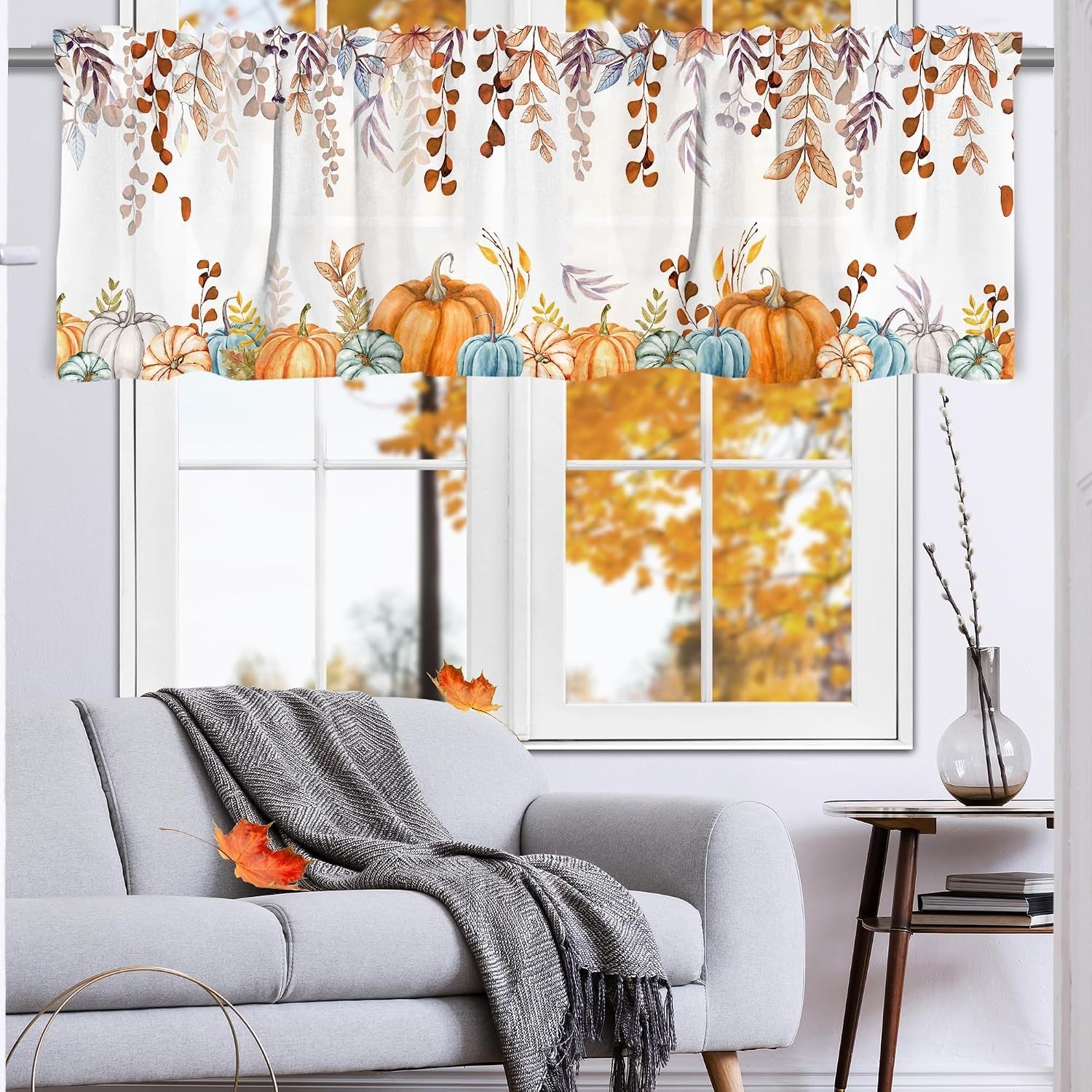 Elegant Light Filtering Fall Curtains – Set of 3 for Kitchen & Living Room