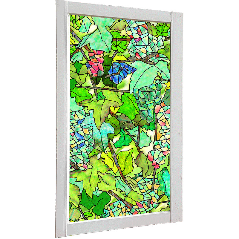 1 Roll Static Cling Window Films Frosted Grapes Stained Glass Stickers Privacy
