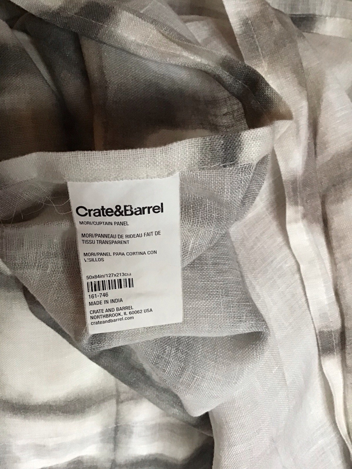 Crate and Barrel Mori Curtain Panels (2) Linen Blend 46 X 84
