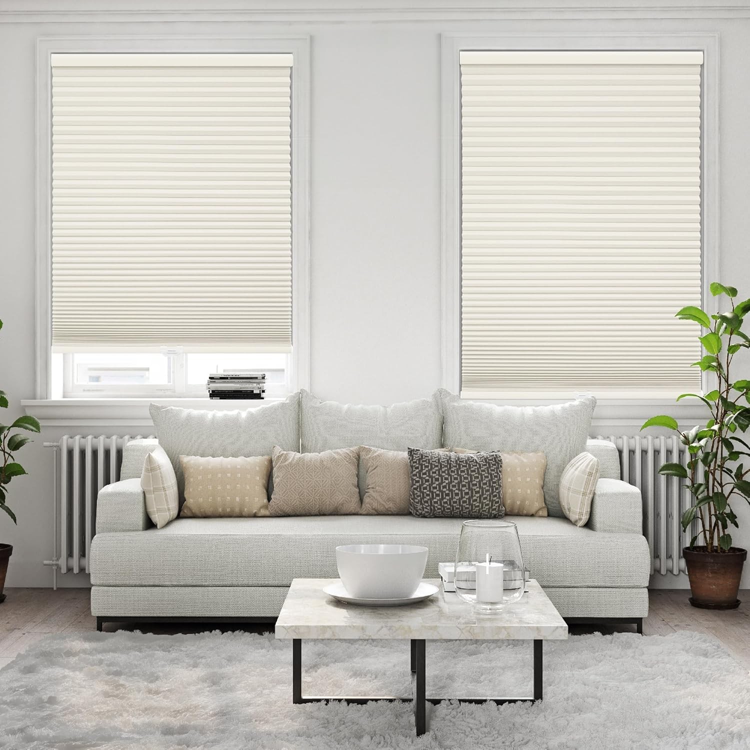 Cordless Blackout Cellular Shade 1.5″ Cream – Energy Saving, Room Darkening