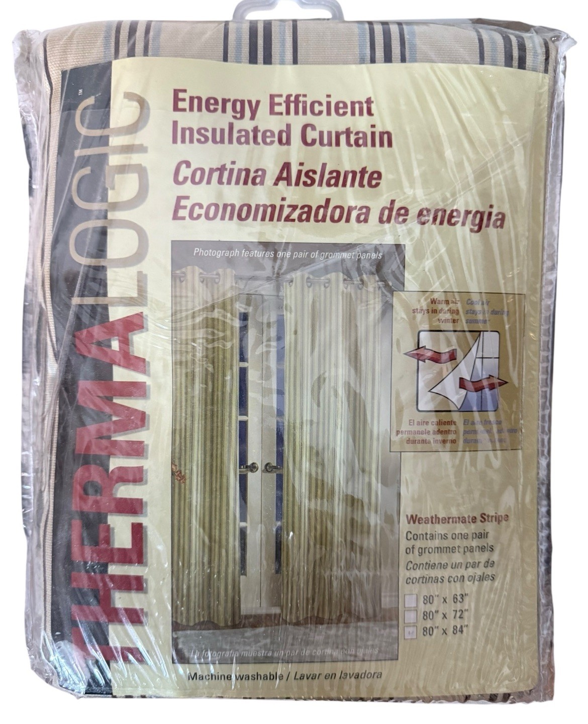 NEW Thermalogic Energy Efficient Insulated Grommet Panels Colonial Stripe 80×84