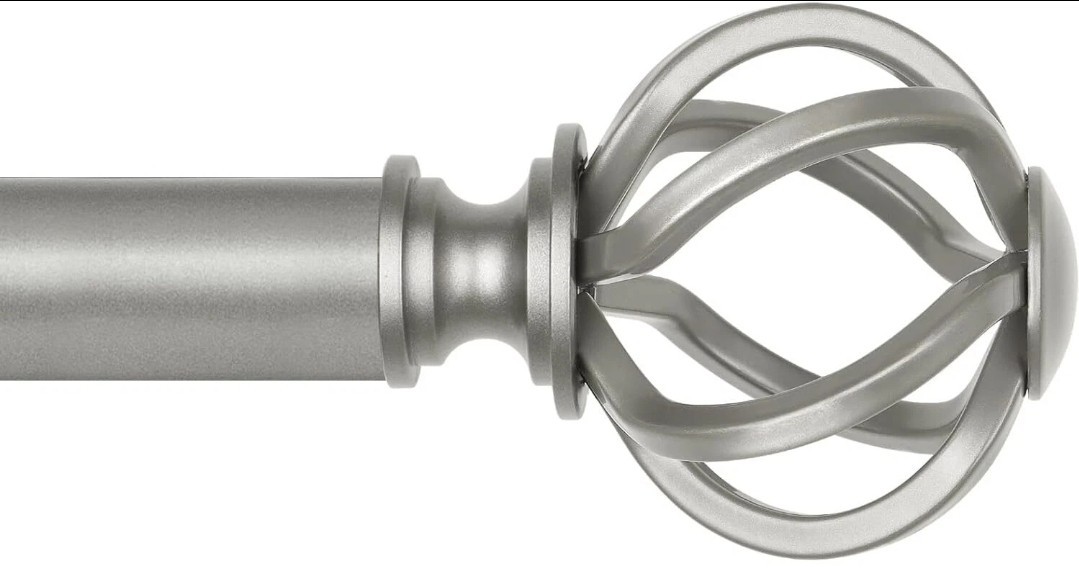 Usfook 7/8″ Antique Silver Twisted Cage End 32-58 Inches Curtain Rods