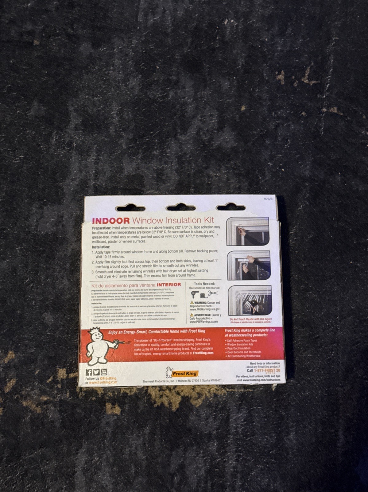 Frost King Indoor Window Insulation Shrink Kit 62 in x 42 in 3pk Clear NIB