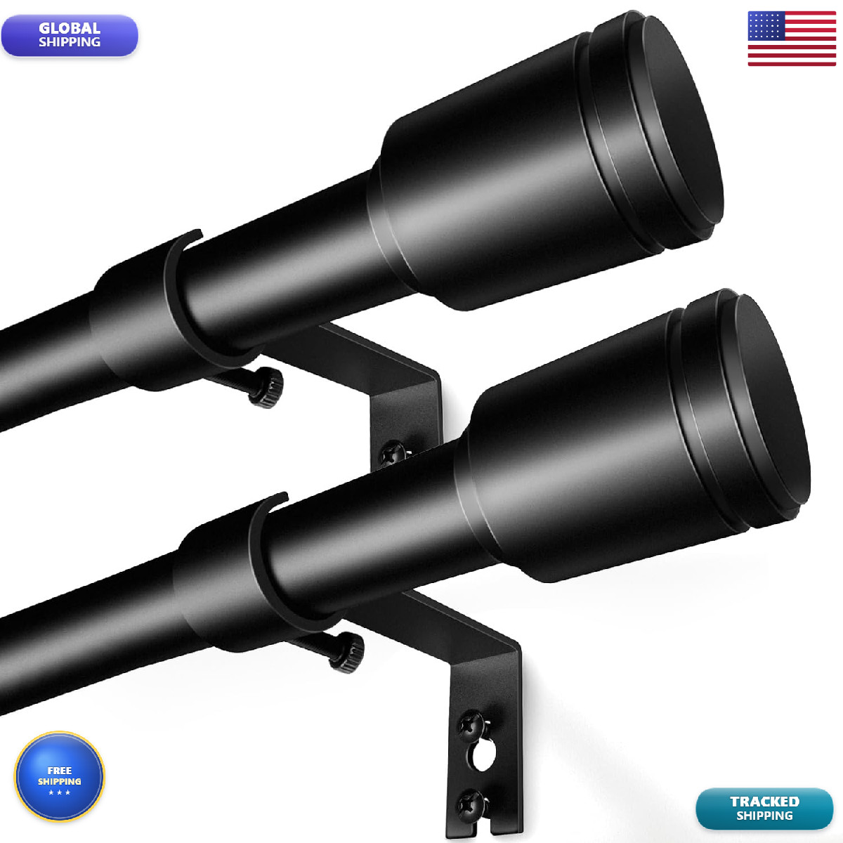 Edidonson 5/8 Diameter Curtain Rods 30-60 Inch For 30-54 Inch Windows