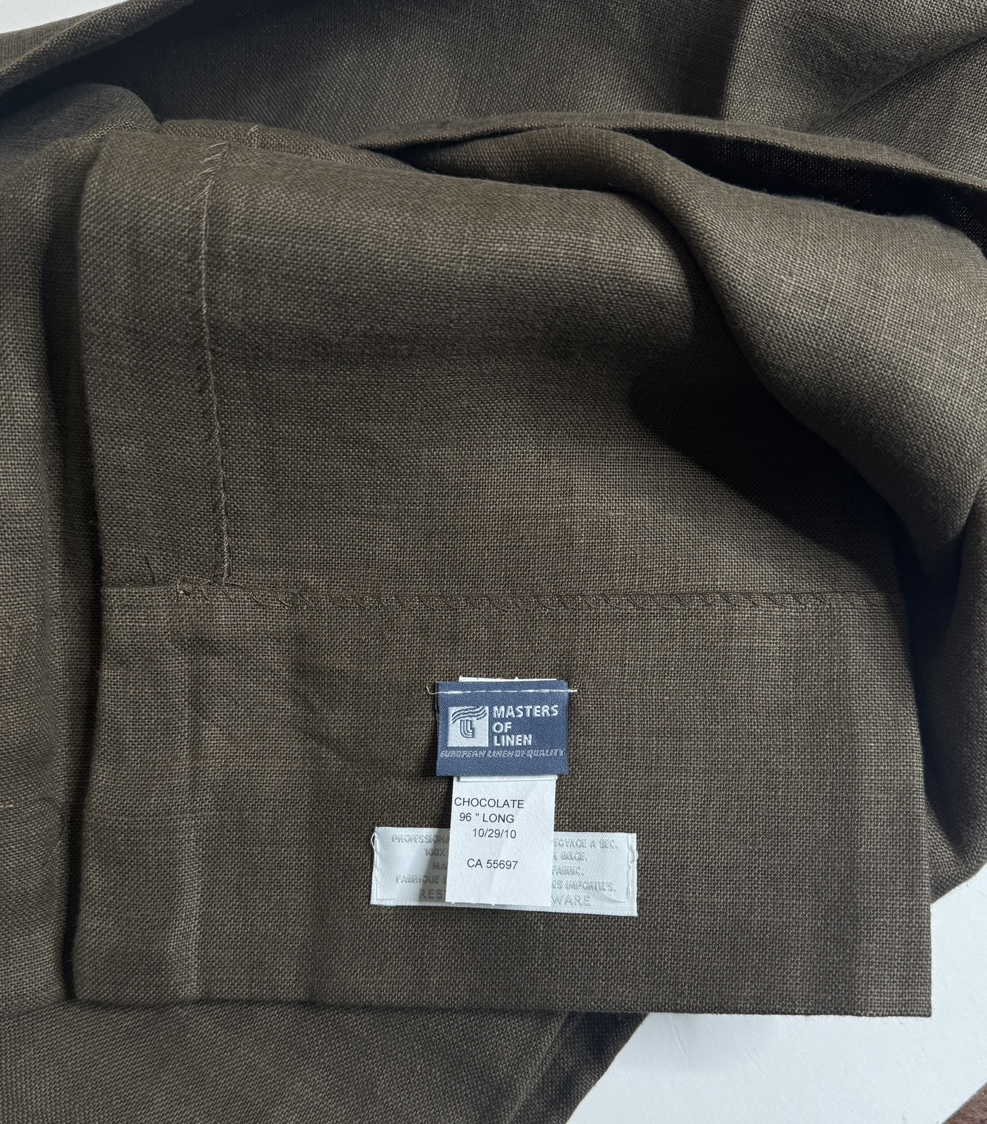 Restoration Hardware Opaque Belgian Linen Drapery RP 50″W x 96″L Chocolate $255