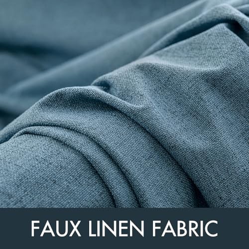 Linen Texture Curtains for Bedroom Solid 52″W x 84″L (Pack of 2) 2 Dusty Blue