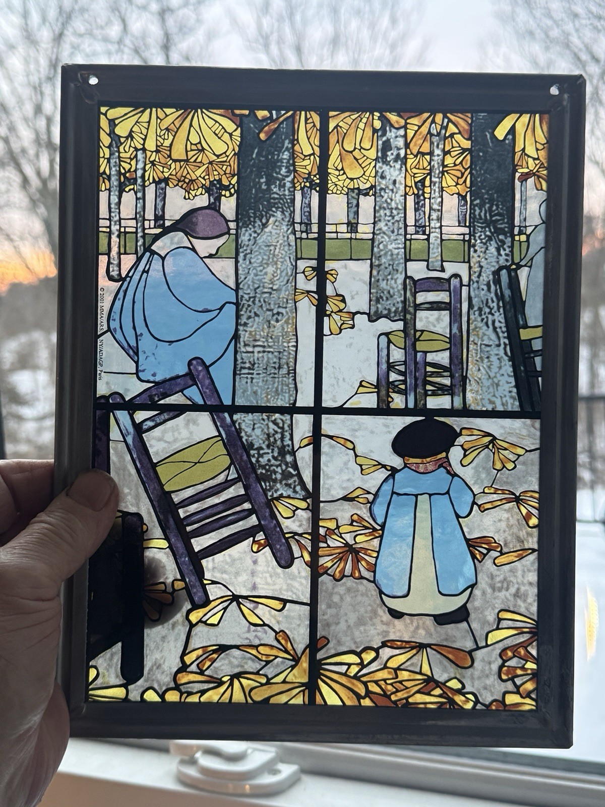 VINTAGE Stained Glass Window KER XAVIER Louis Comfort Tiffany 2001 MMA/ARS Copy