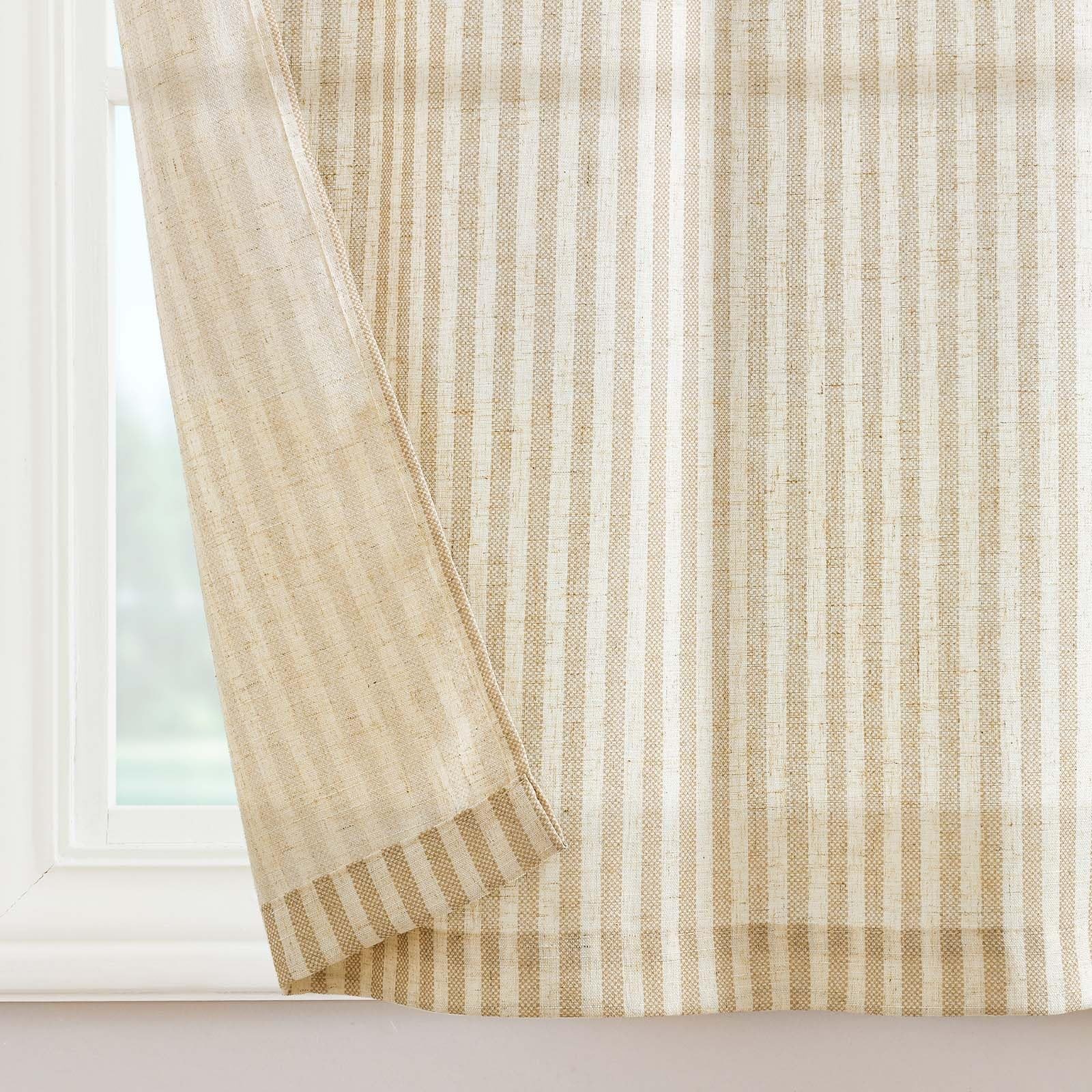jinchan Tie Top Linen Kitchen 26″W x 24″L (Pack of 2), Striped Beige