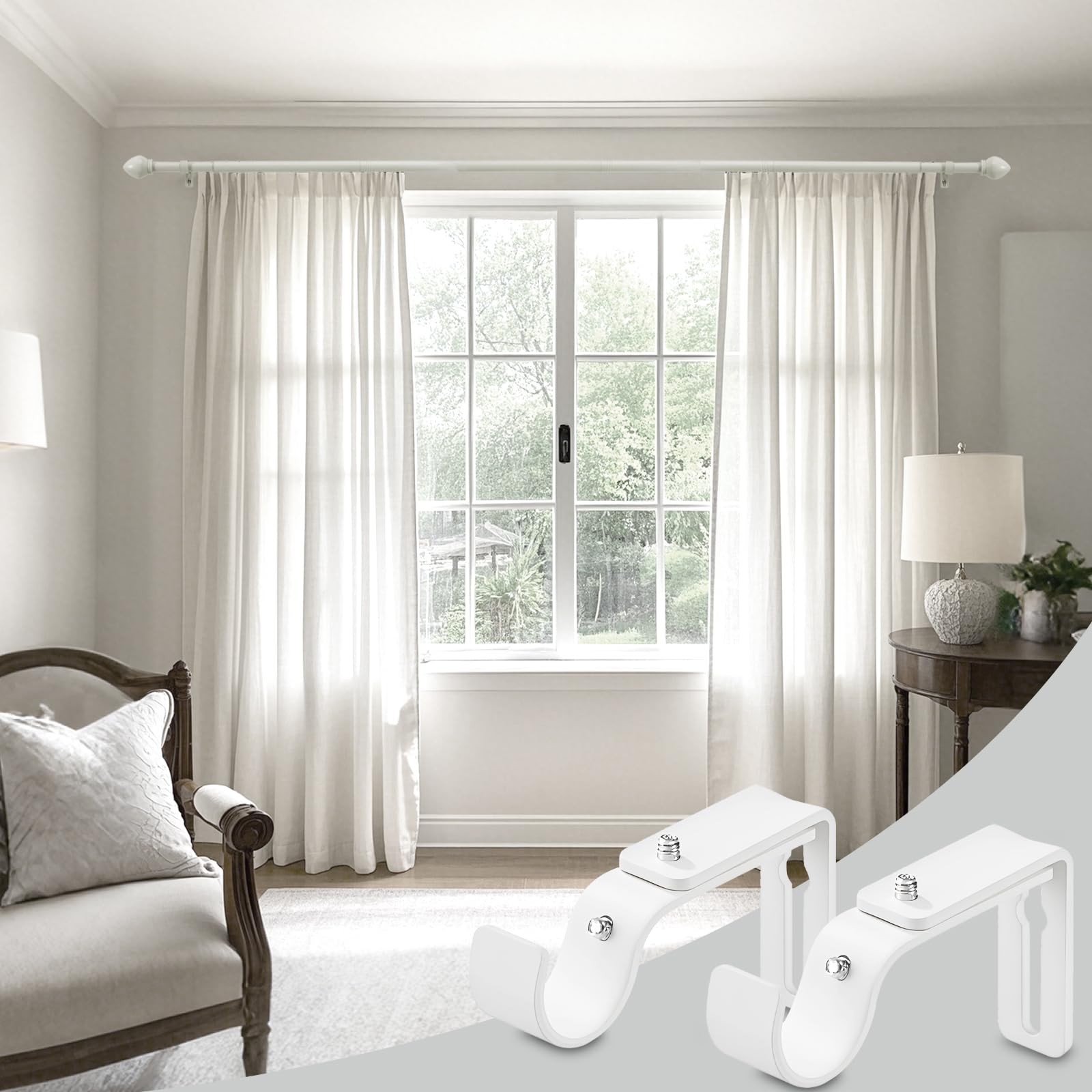 Curtain Rod Bracket Adjustable, Drapery Rod Holder Hooks Support Hangers for …