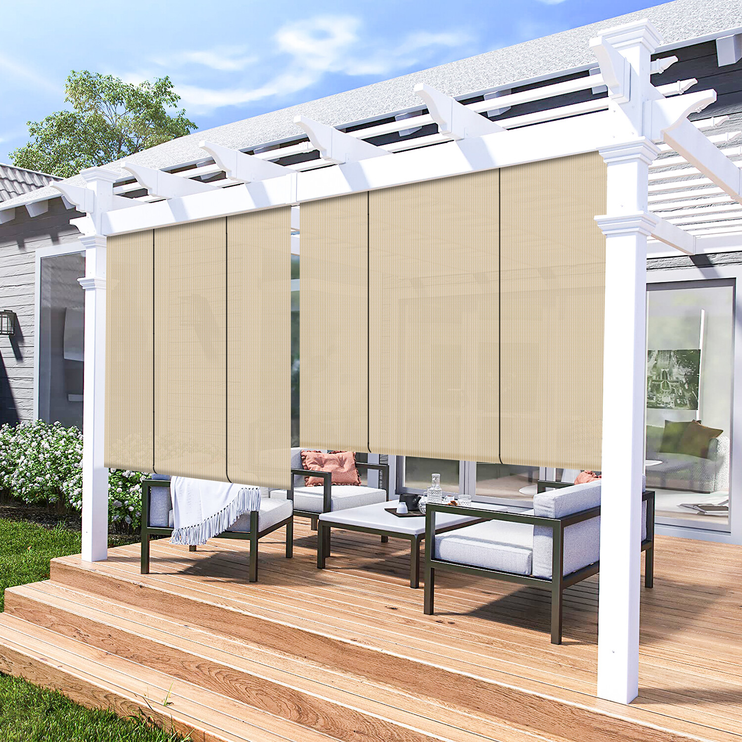 Roll Up Shade Roller Shade UV Blind Screen for Outdoor Patio Porch Deck Gazebo