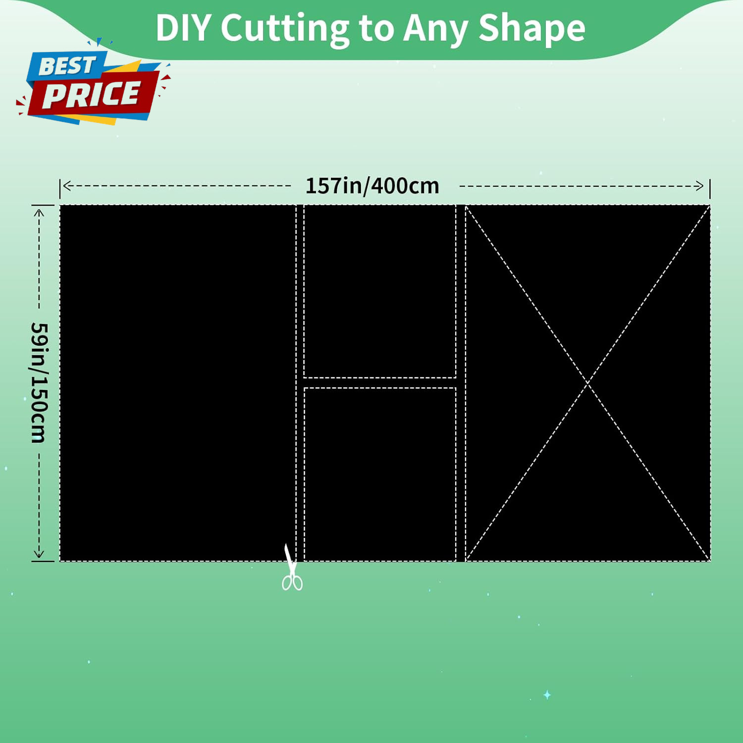 100% Blackout Blind Curtains Window Cover [157″ X 59″ XXL] [DIY Cut to Any Size