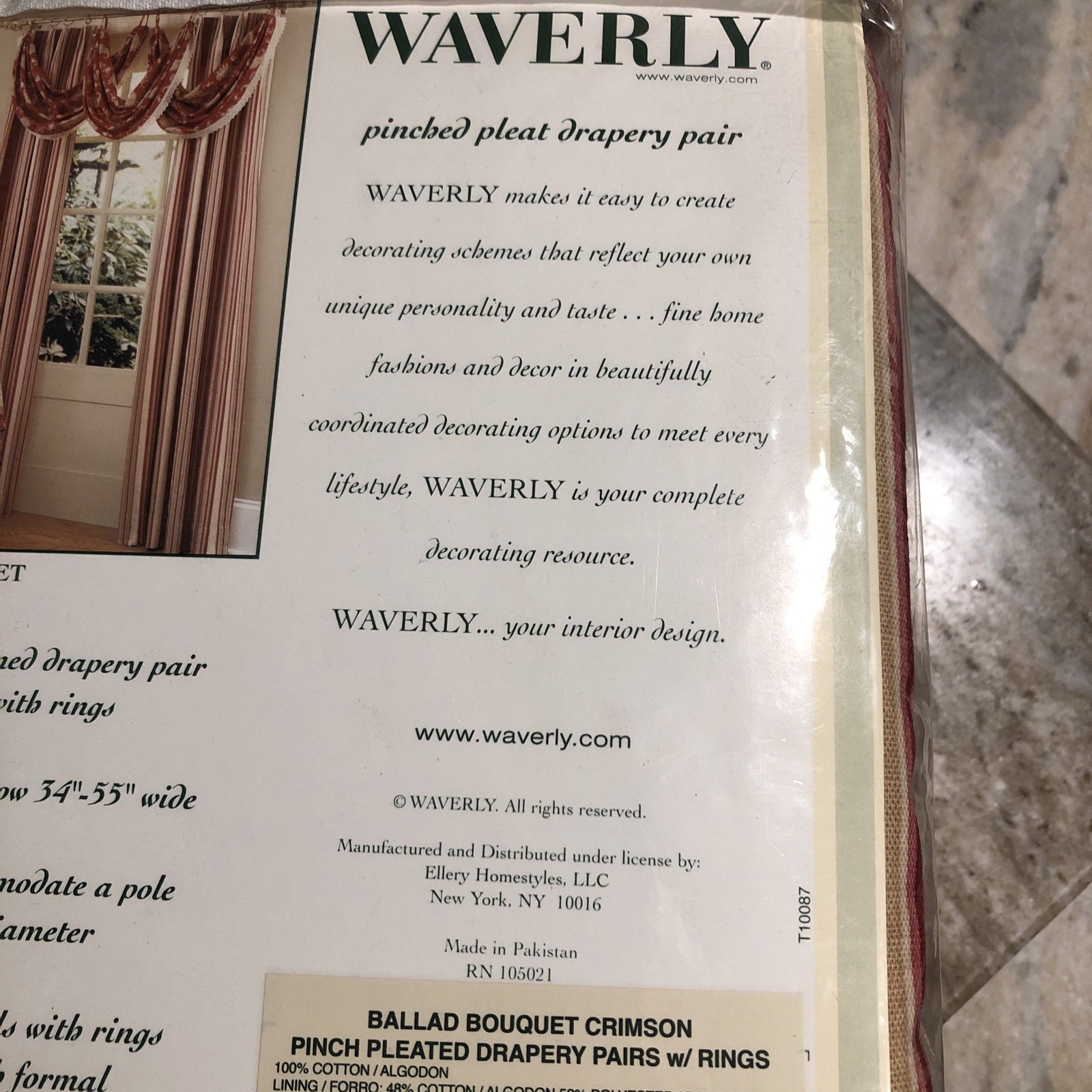 Waverly Ballard Bouquet Stripe Pinch Pleat Pair Lined Drapes 100% Cotton 84″Long