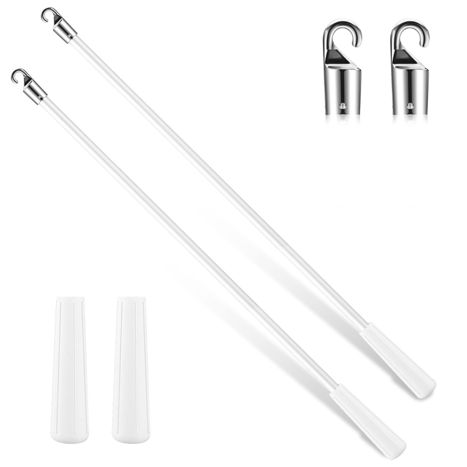2 Pieces White Fiberglass Blind Wand Vertical Blinds Stick with Hook and Hand…