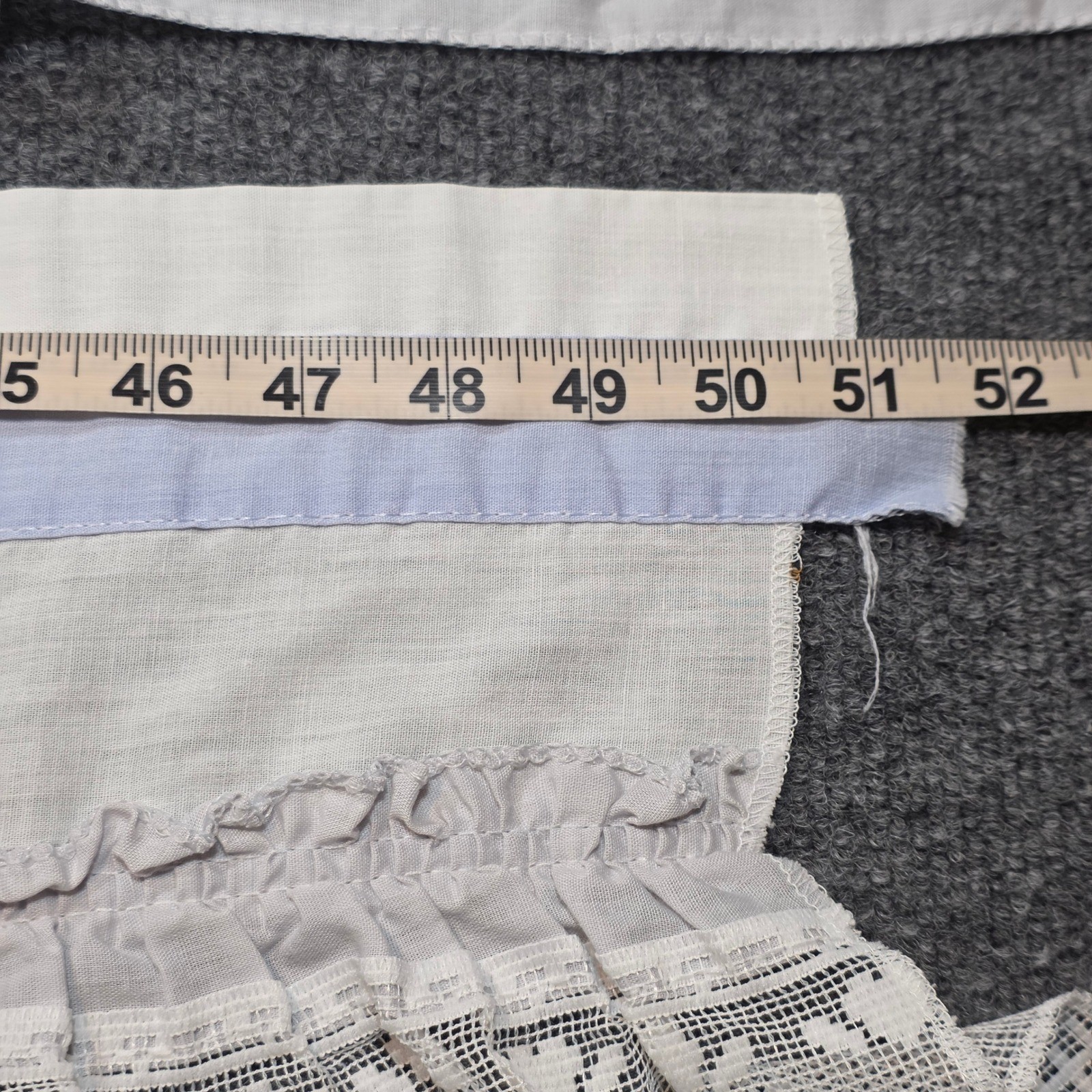 Vintage Set of 2 Country Cottage Lace Ruffled Curtain Valances Blue White USA