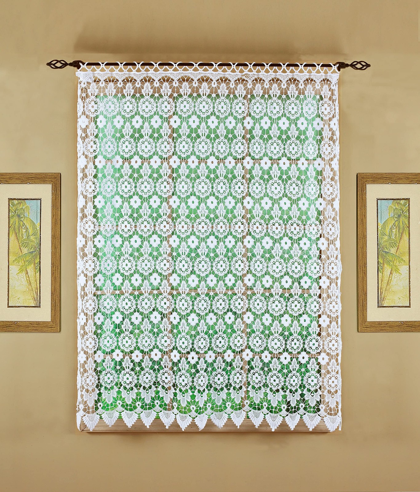 Today’S Curtain Todays Curtain Medallion Macram Panel 63White48W X 63L Lh0106K
