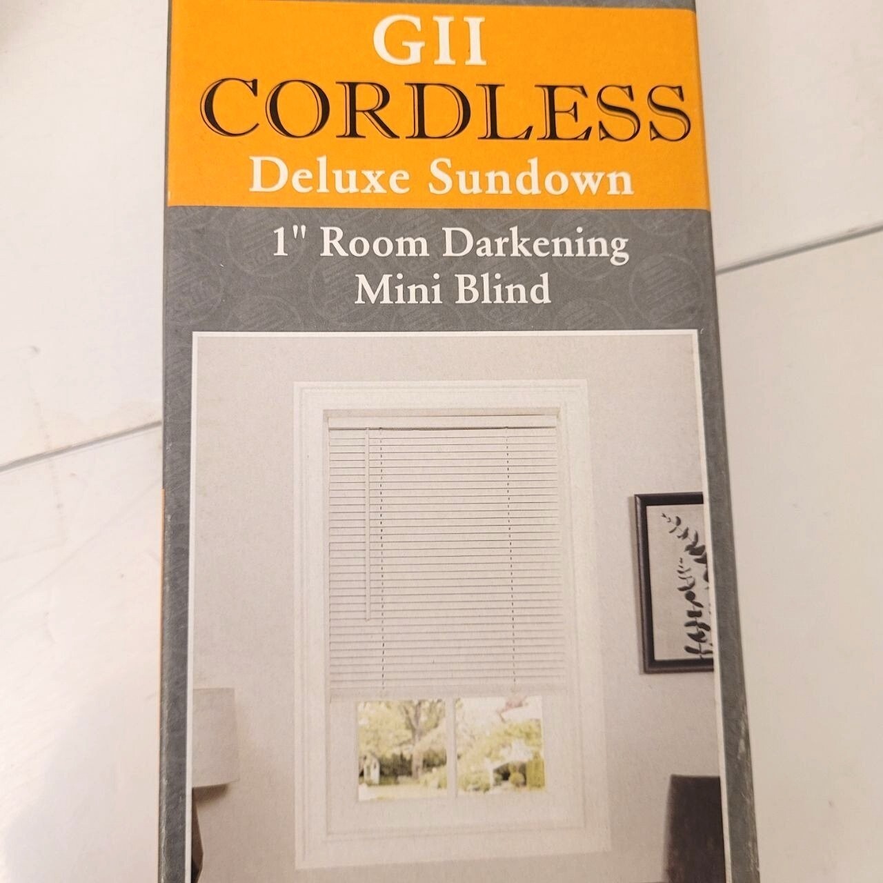 Achim GII Deluxe Sundown Cordless Mini Blind 29×64 White Room Darkening 1″ PVC