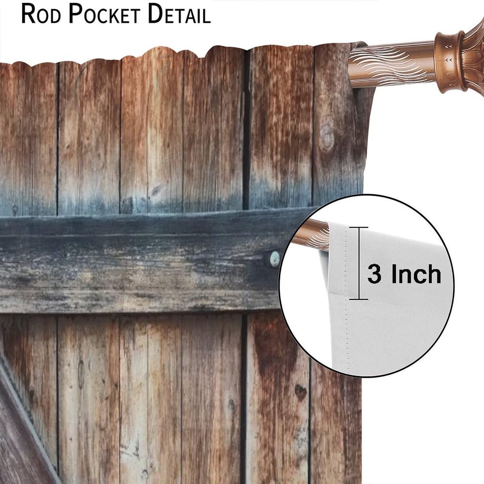 Rustic Country Kitchen Curtains Retro Farmhouse Vintage Barn Door Wooden Board P