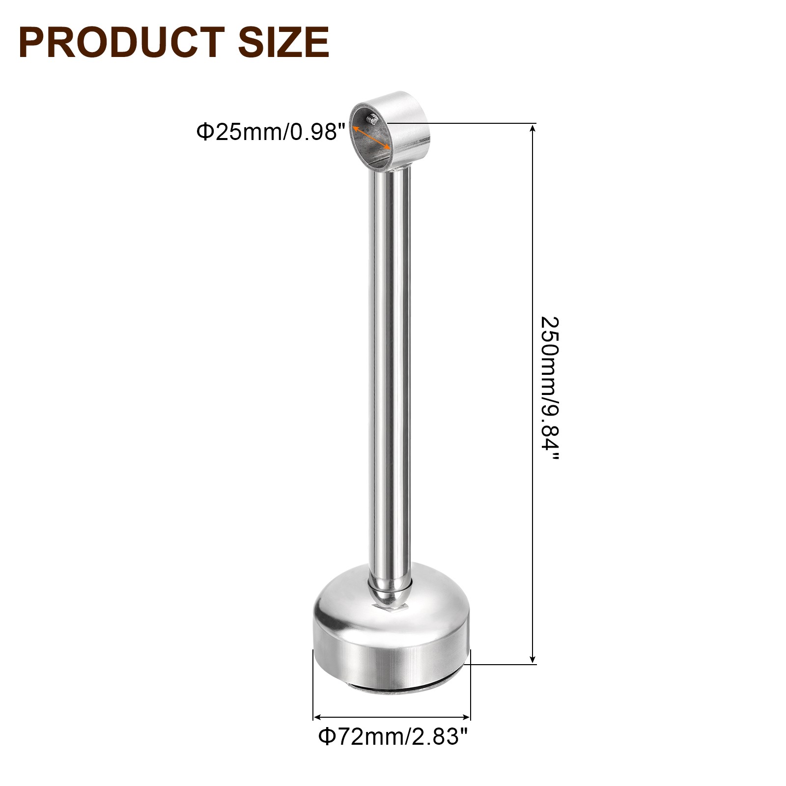 4 Set Ceiling Mount Curtain Rod Bracket 25mm/0.98″ Pipe Length 250mm/9.84″