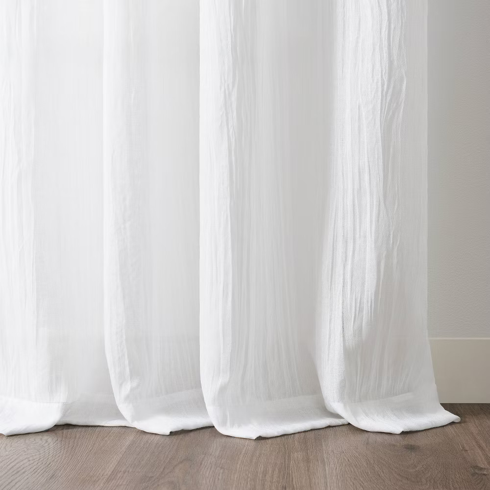 105″x50″ Martha Stewart 2pk Crinkle Sheer 95″ Pole Top White