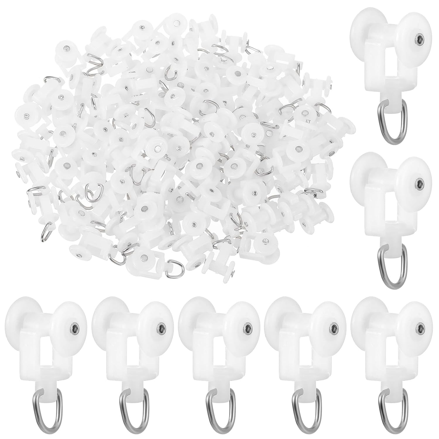 100Pcs Curtain Track Gliders Hooks Rollers Plastic Ceiling Track Runners