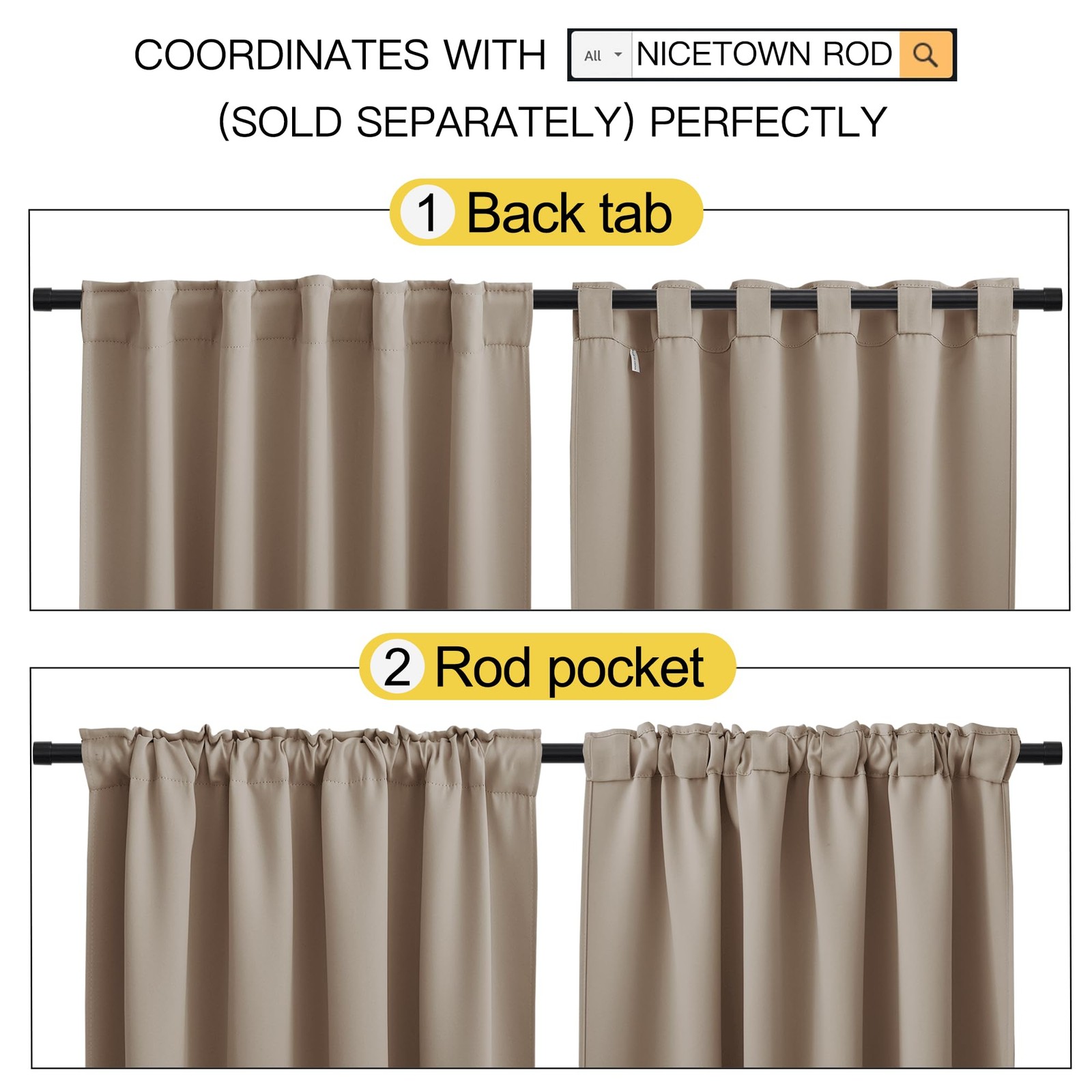 Blackout Window Curtains for Camper – (Taupe Color) 34×48 Inch, 2 Panels Set,…