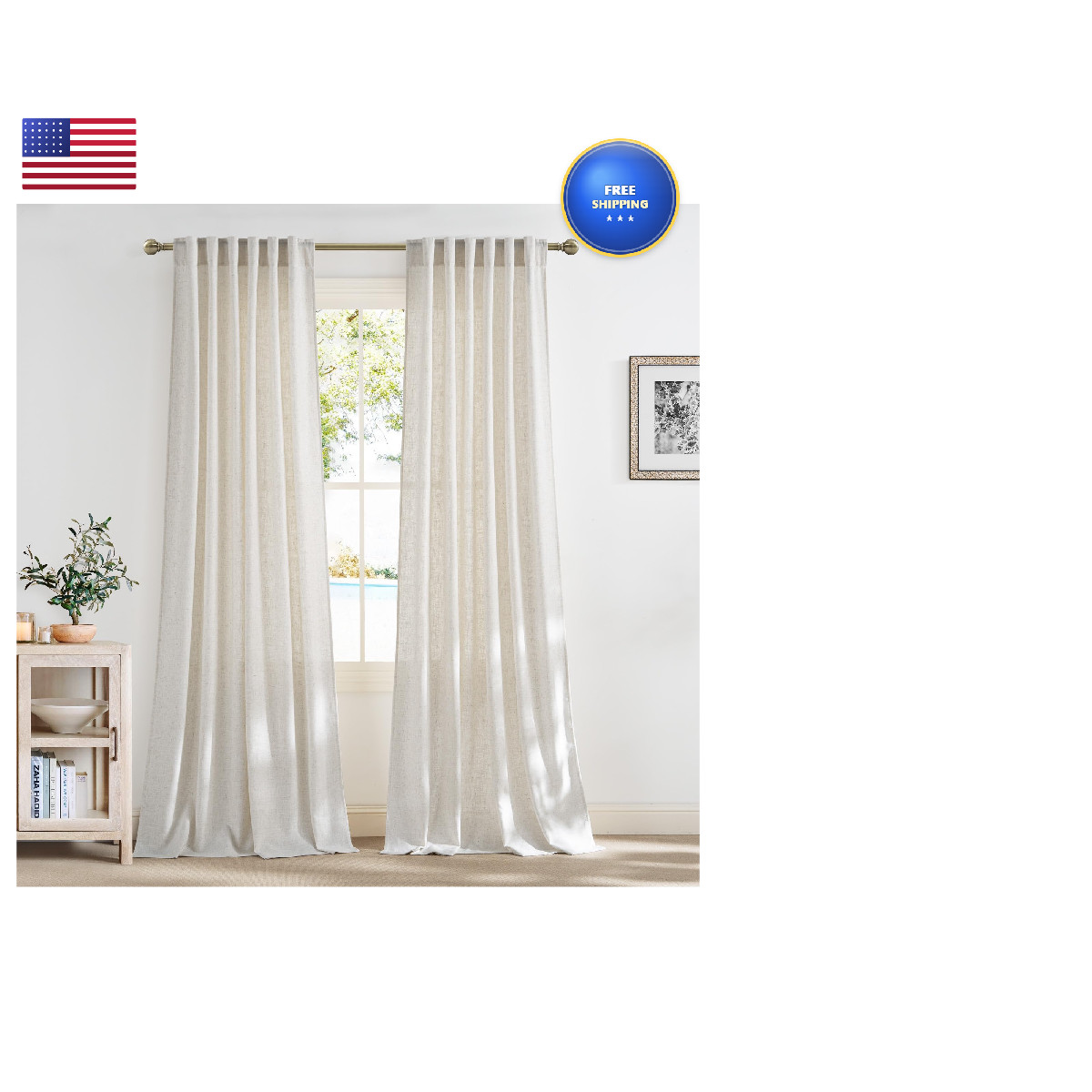 Nicetown Linen Curtains 144 Inch Long 2 Panels Set 55 Wide Thick Flax Linen