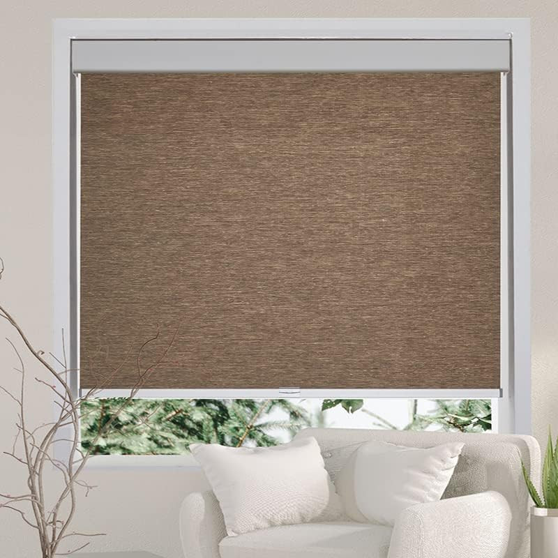 Free-Stop Cordless Roller Shades Light Filtering Roller Blinds for Windows (Brow