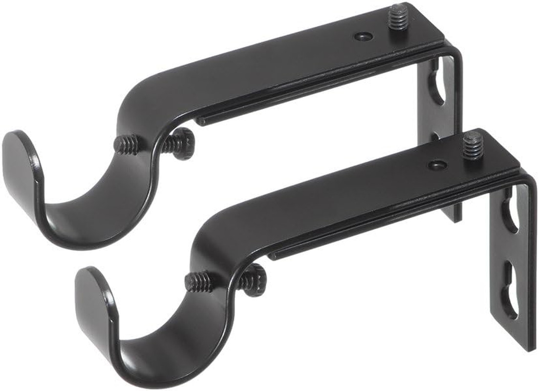 Adjustable Brackets for Curtain Rods – for 7/8 or 1 Inch Rods. Set of 2 – Black