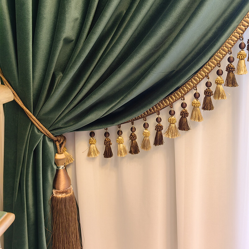 Custom Upscale dark green American velvet cloth blackout curtain drape C1878