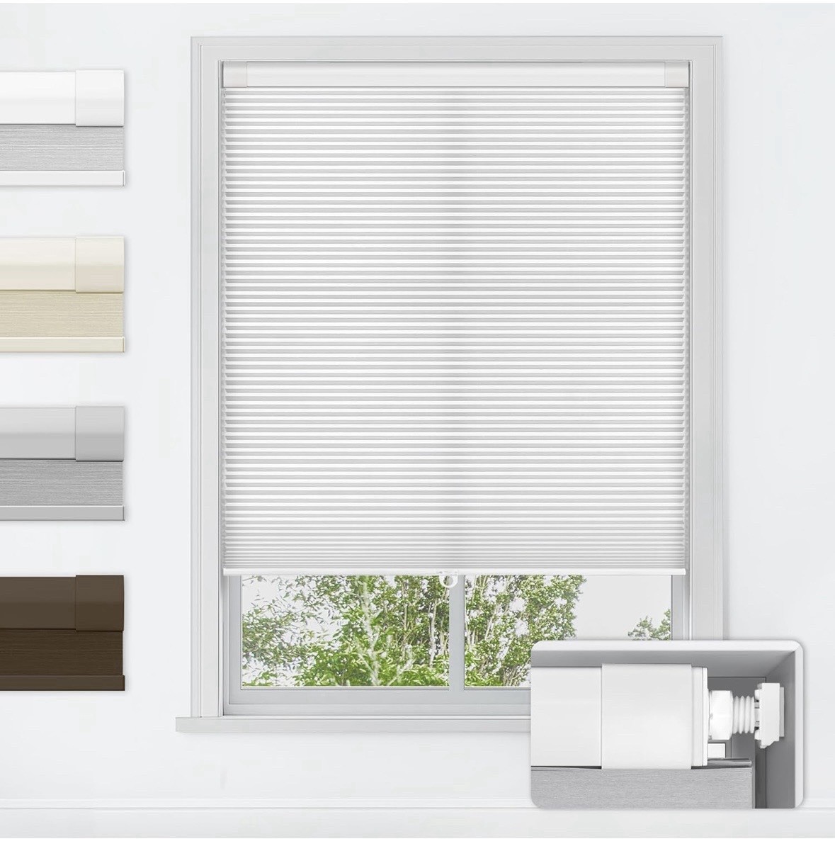 Cordless Cellular Shades, Light Filtering Honeycomb Shades, 26″ W x 48″ H, White