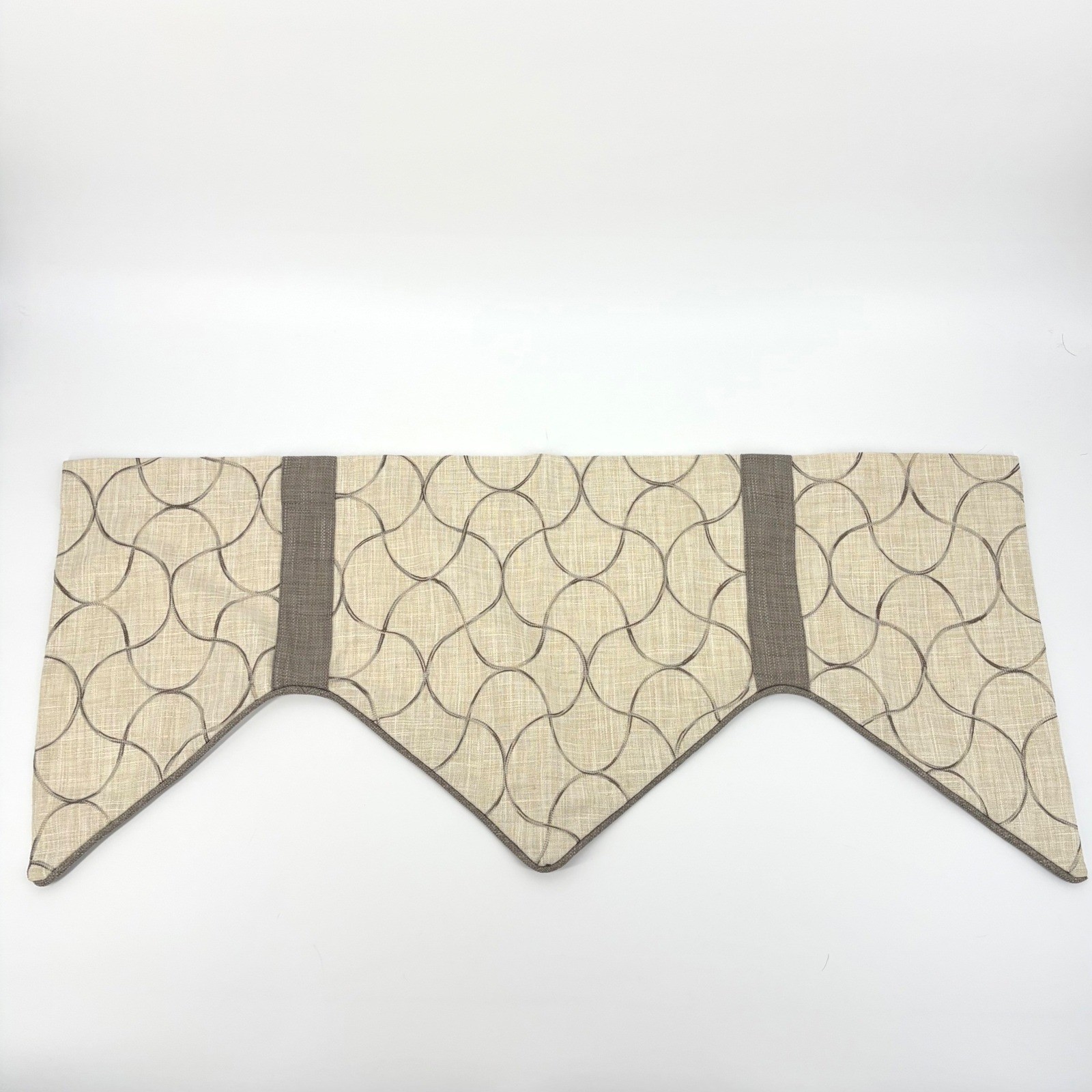 Window Valance 38×16 Geometric Ogee Neutral Modern Decor Tailored