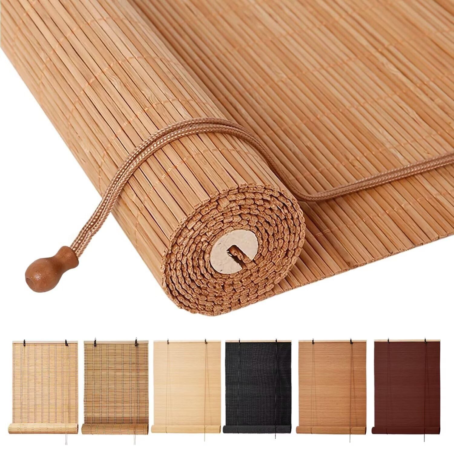Bamboo Blinds, Easy to Install Bamboo Shades for Indoor Windows, Custom Sizes…