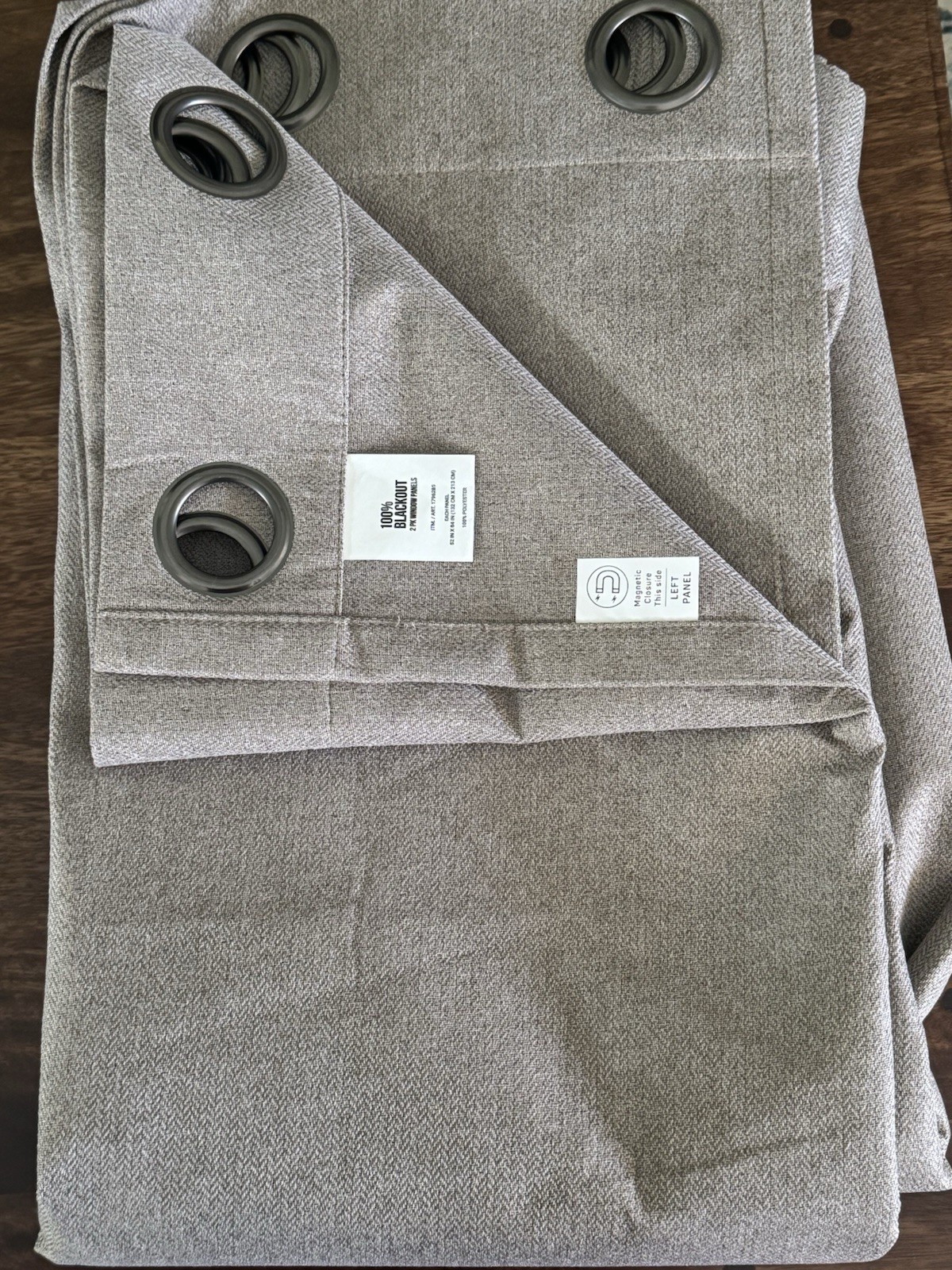 2 Pack Blackout Curtains 52×84 Beige Thermal Room Darkening Grommet Panels