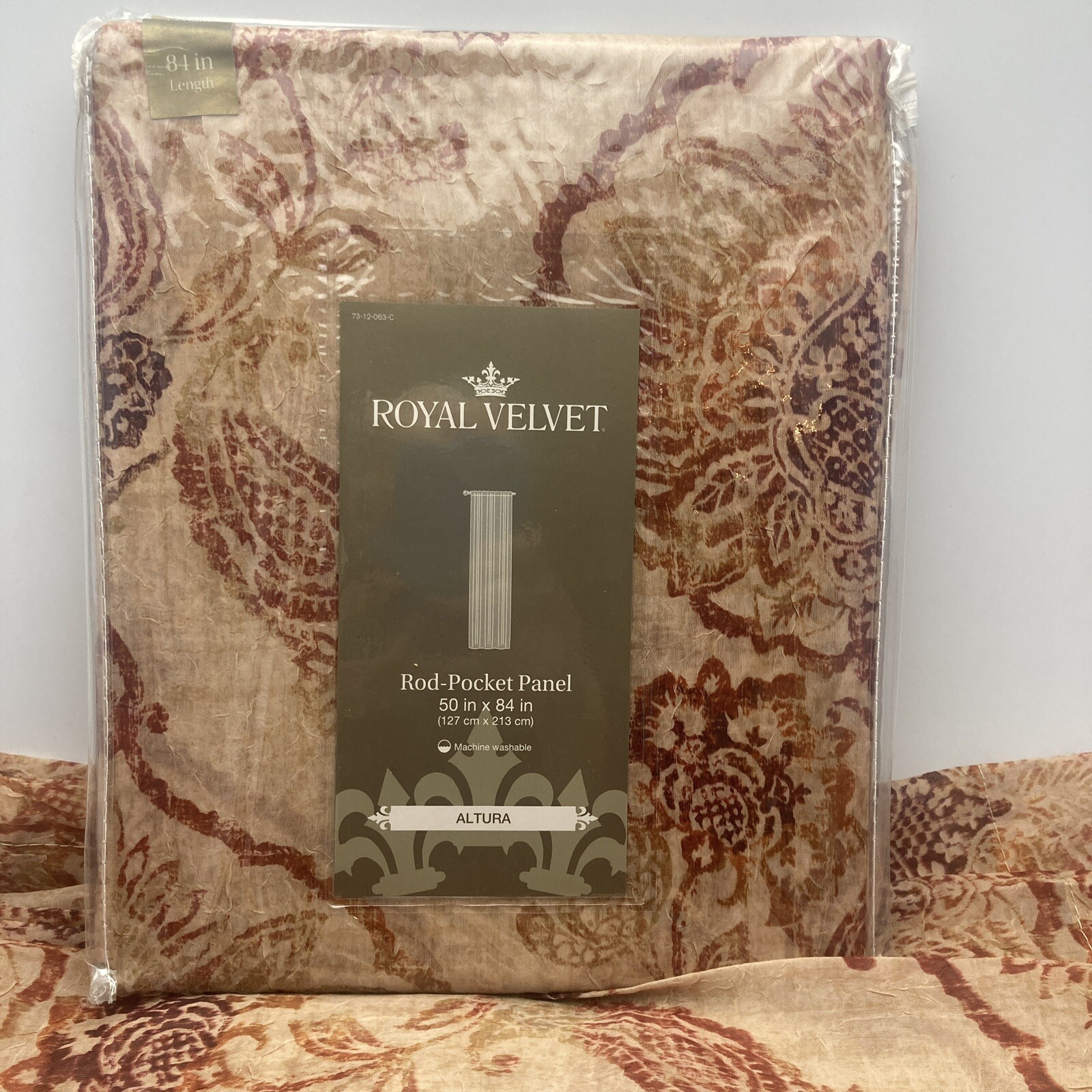 ROYAL VELVET 50 X 84 ALTURA SPICE multi color pattern SHEER ROD POCKET PANEL NEW