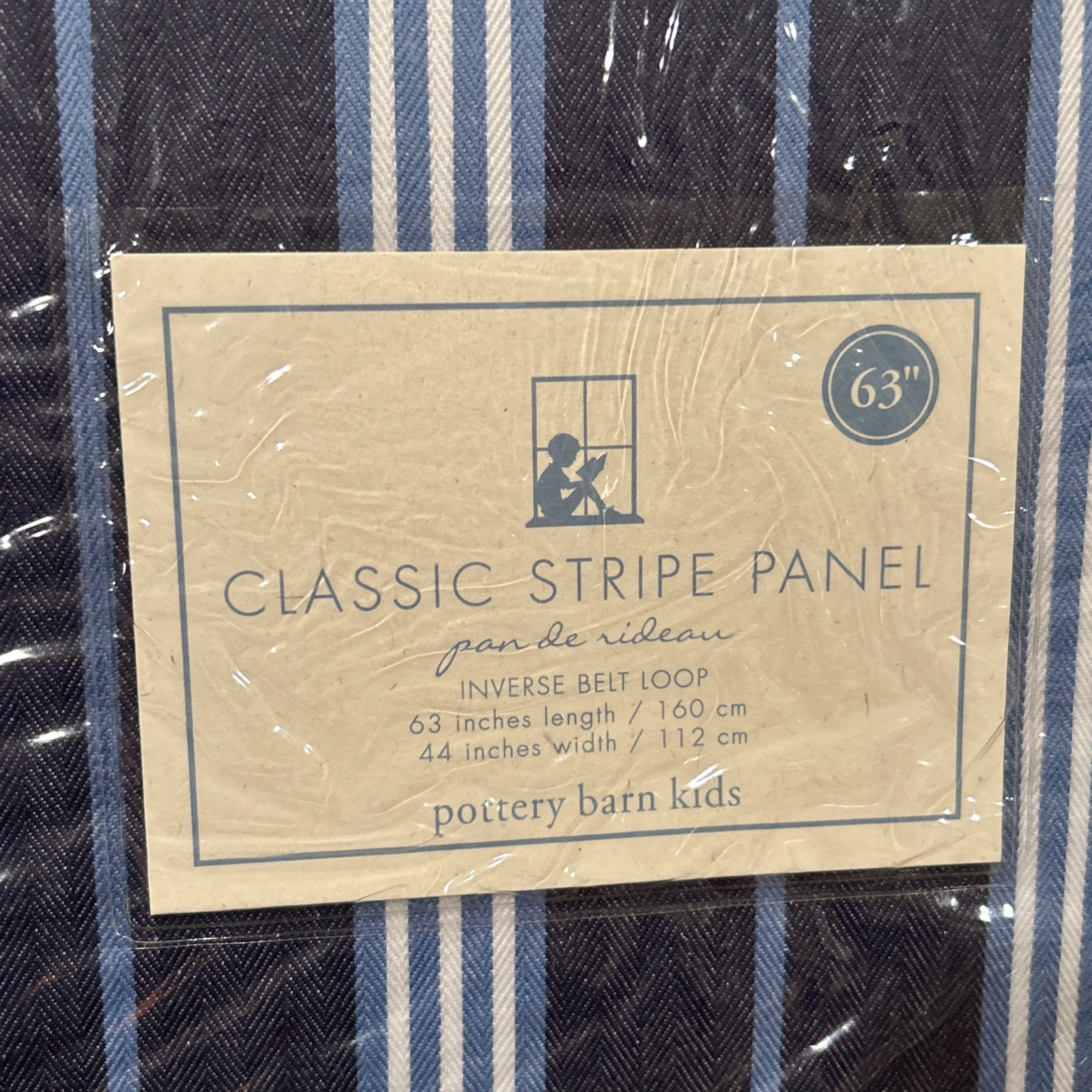Pottery Barn Kids Classic Stripe Blue Panel Inverse Belt Loop 63″ Length/44″Wide