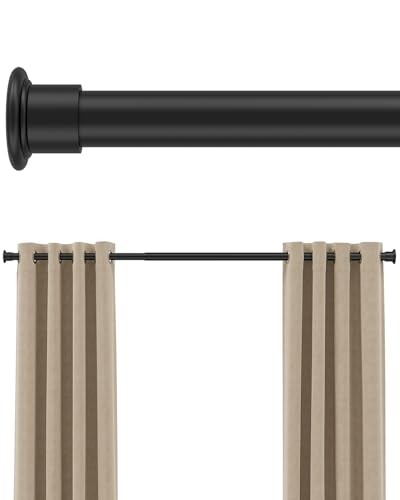 Tension Curtain Rod by ,42-123 Inches,Heavy Duty Tension 42-123 inch 1Set Black