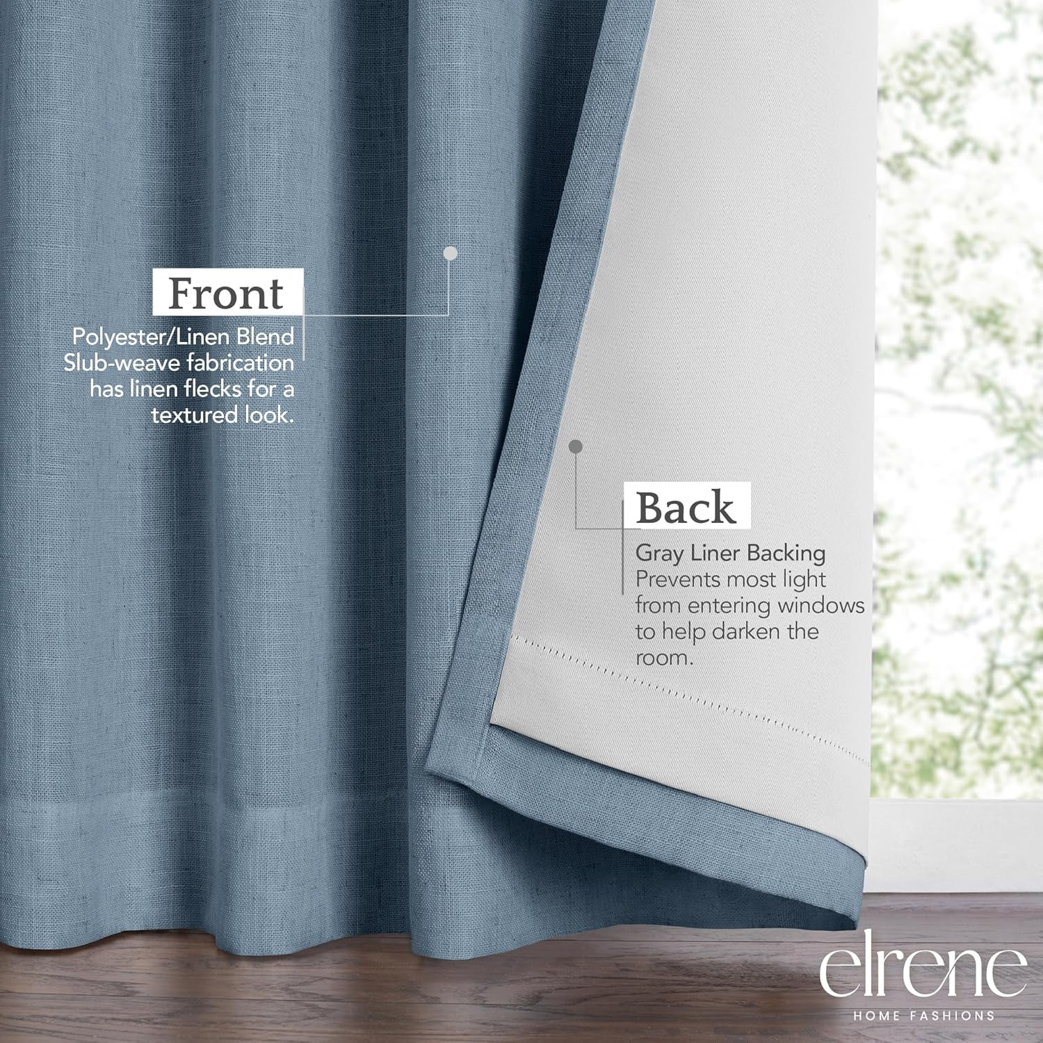 Home Fashions Harrow Solid Texture Blackout Single Window Curtain Panel, 52″X95″