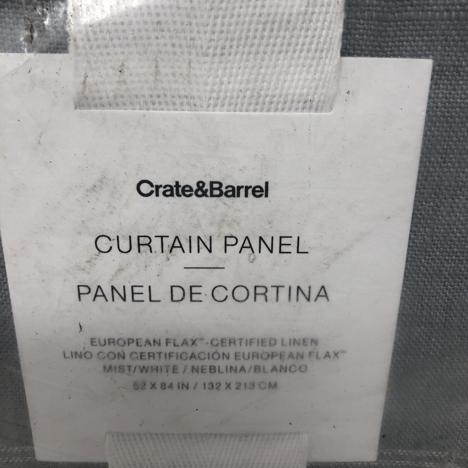 Crate & Barrel Curtain Panel Mist/white 52 x 84 in 1pc