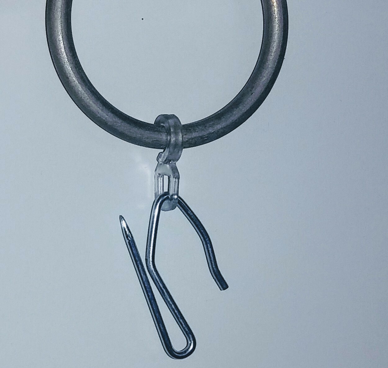 1-1/2″ BLACK IRON drapery curtain drape rings with eyelet – PACK of 18 + hooks
