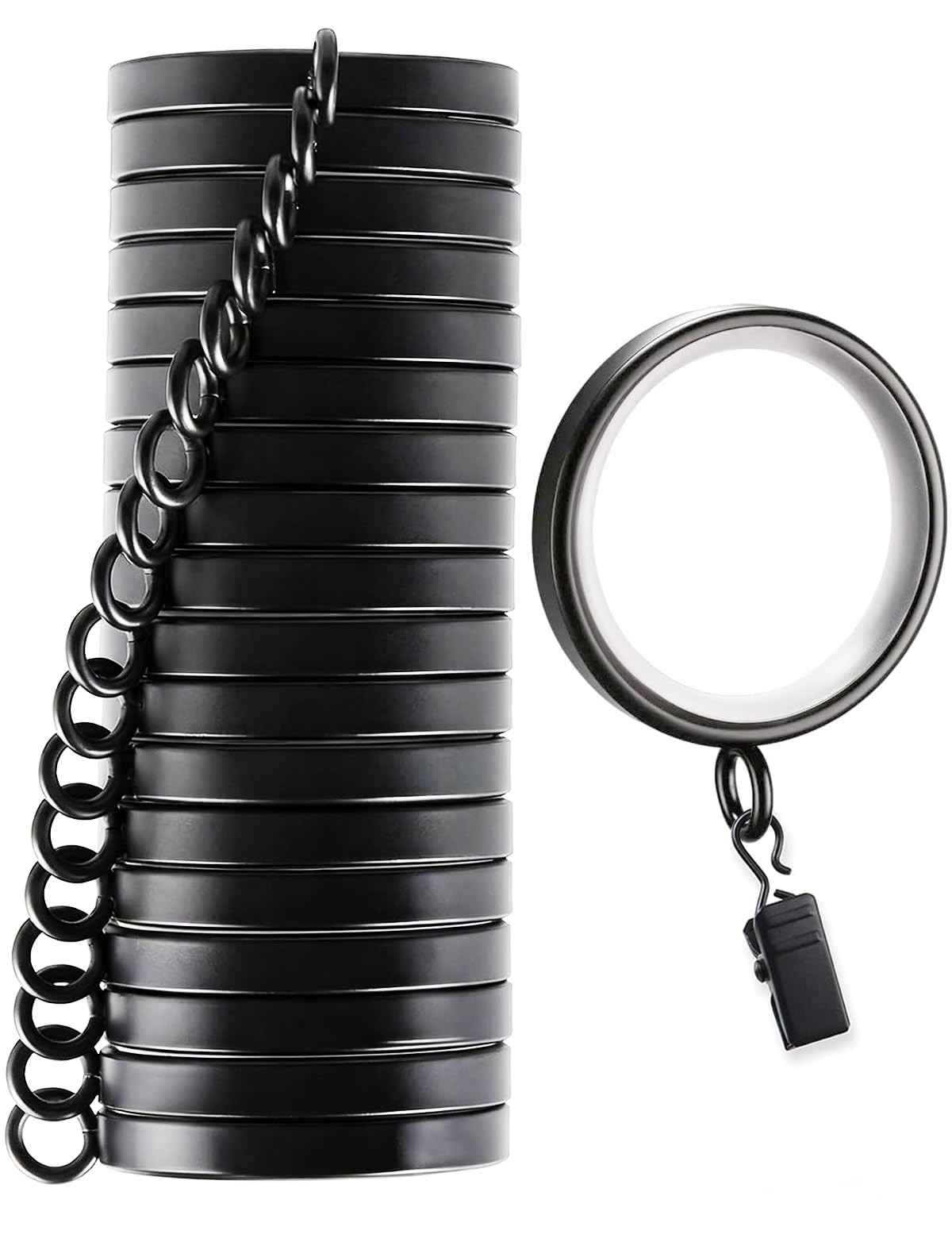 18 PCS Quiet Curtain Rings Clips Nylon Inserts 15/8 Inch Fits 1 To 11/4″
