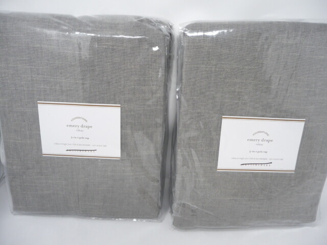 Pottery Barn Emery 50×84 Drape Gray cotton lining grey S/2