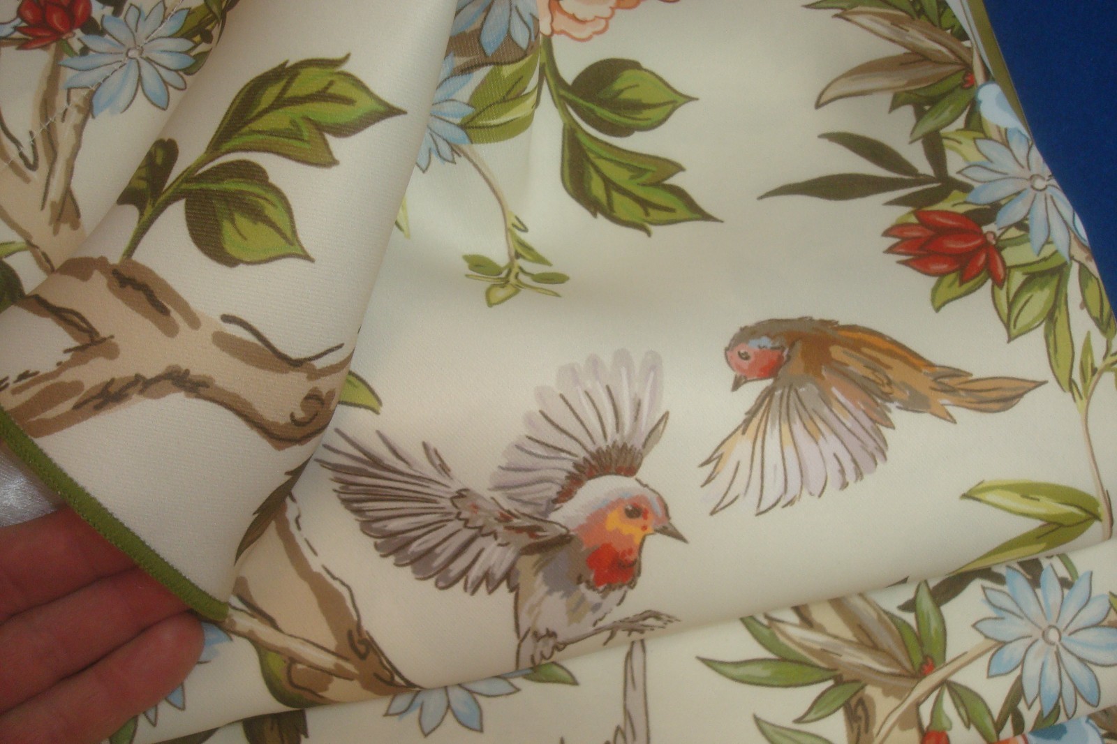 NWT Lillian August Window Curtain Panels Fancy Floral w/ Birds ea 38 x 96″ lg