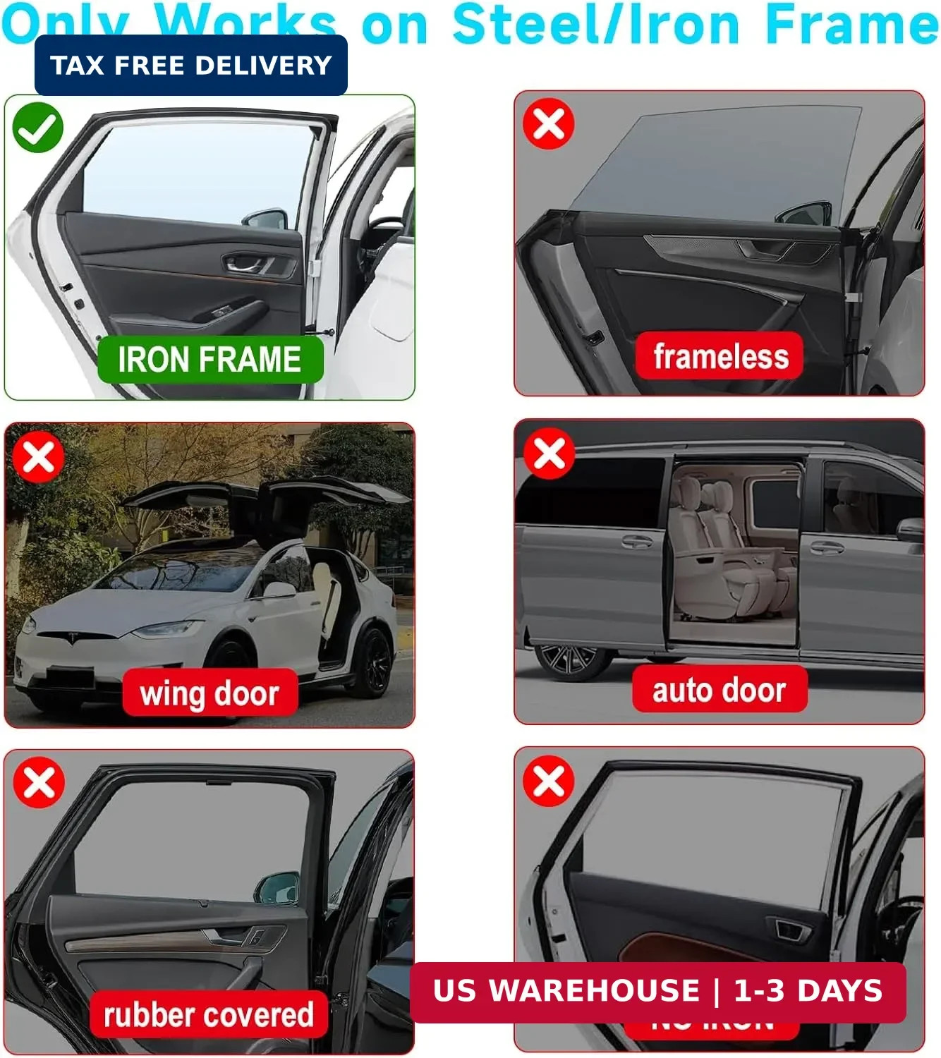 Car Window Shades, 2 PCS Magnetic Double Layer Auto Sun Shade for Side Windows P