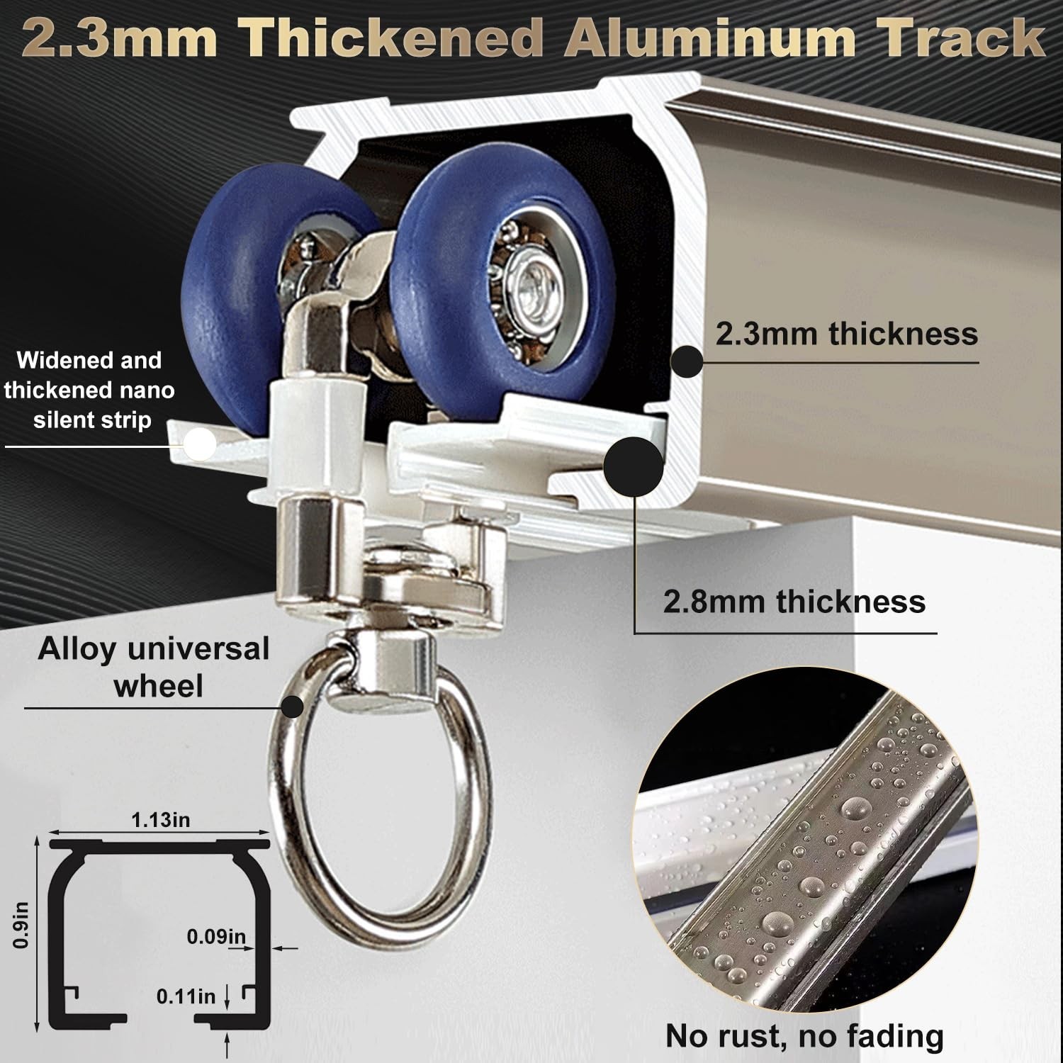 Ceiling Curtain Track Wall Mounted, Aluminum Heavy-Duty Sliding Rails for Win…