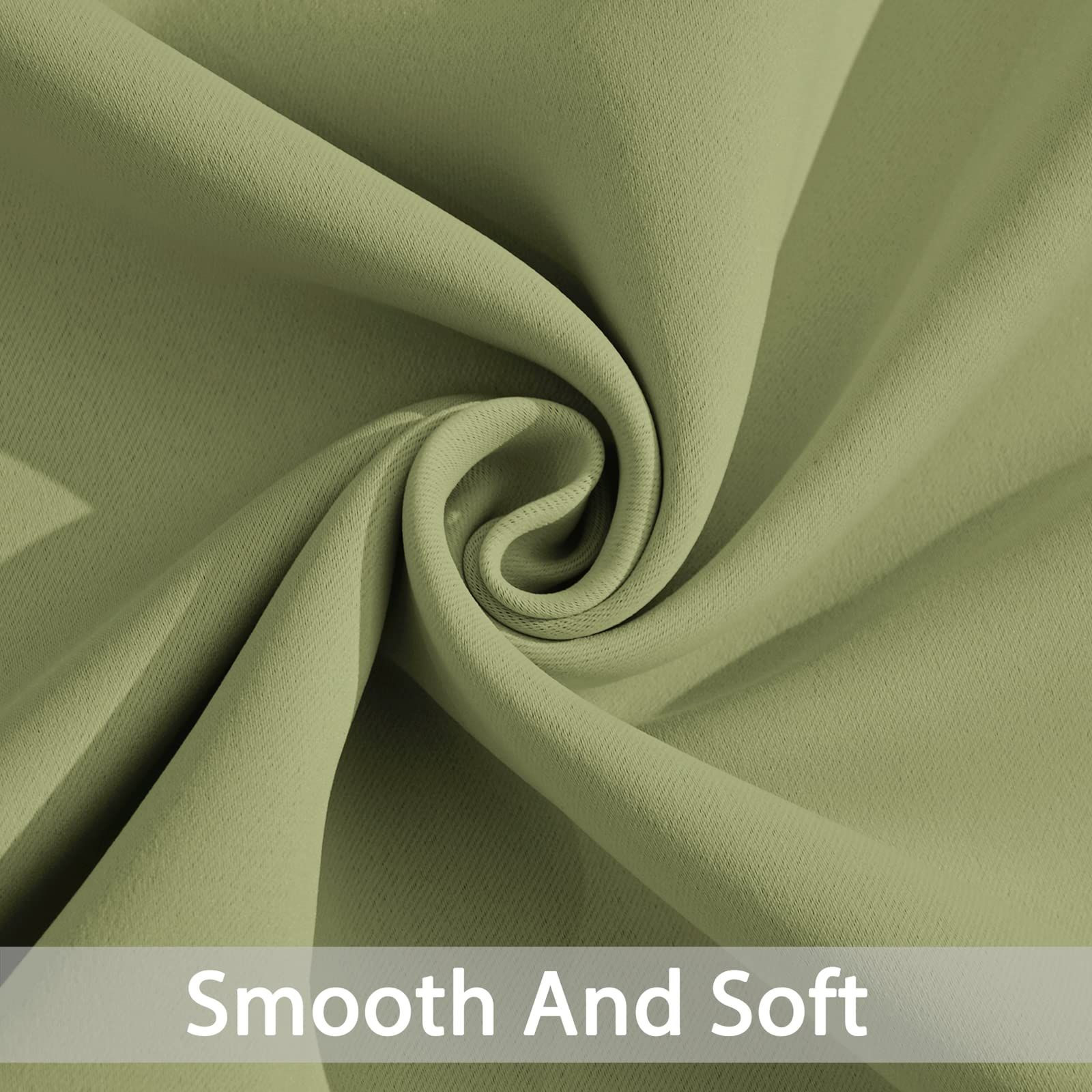 Yakamok Light Blocking Blackout Curtains 52″W x 96″L (Pack of 2), Sage Green